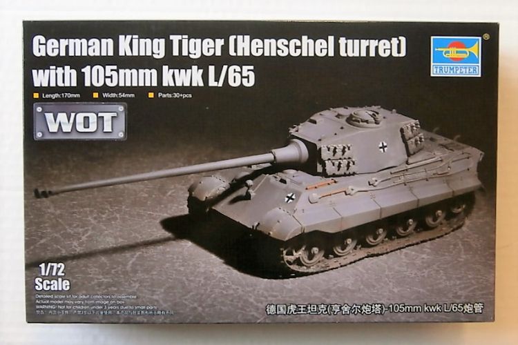 TRUMPETER 1/72 07160 GERMAN KING TIGER  HENSCHEL TURRET  WITH 105mm KwK L/65