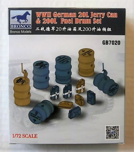 BRONCO 1/72 7020 WWII GERMAN 20L JERRY CAN   200L FUEL DRUM SET