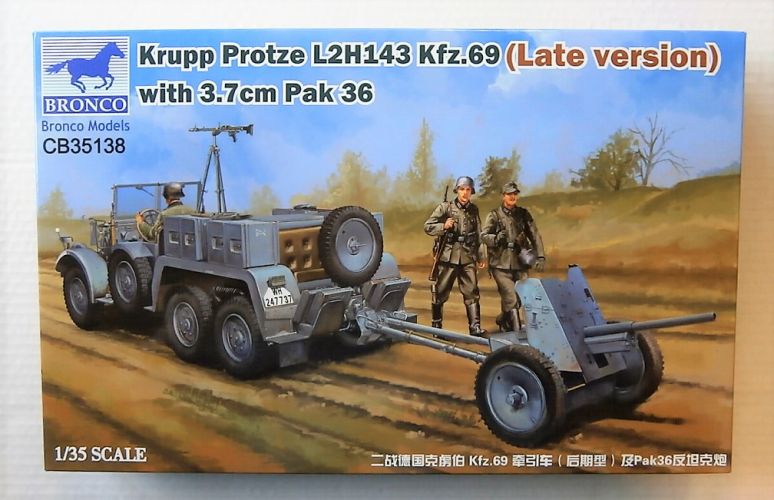 BRONCO 1/35 35138 KRUPP PROTZE L2H143 KFZ.69 LATE VERSION  WITH 3.7CM PAK 36
