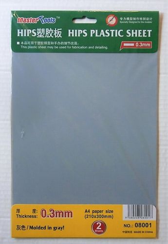 TRUMPETER  08001 0.3MM HIPS PLASTIC SHEET  210X300MM X 2 