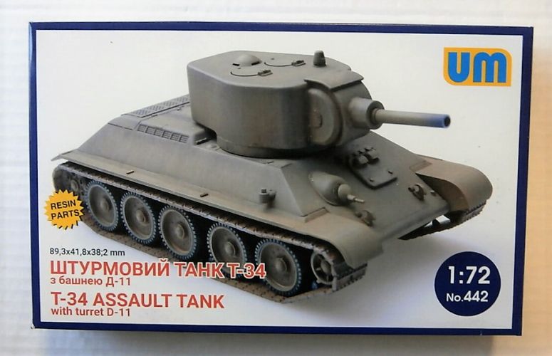 UNIMODEL 1/72 442 T-34 ASSAULT TANK WITH TURRET D-11