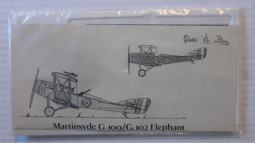 CLASSIC PLANE 1/72 MARTINSYDE G.100/ G.102 ELEPHANT