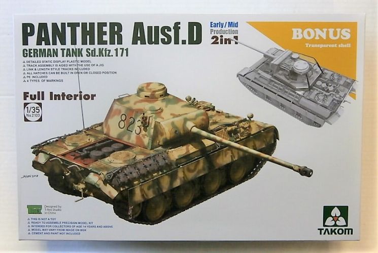 TAKOM 1/35 2103 PANTHER AUSF.D GERMAN TANK SD.KFZ.171 EARLY/MID PRODUCTION 2IN1