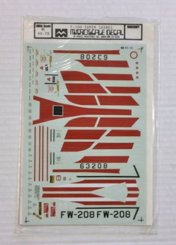 MICROSCALE 1/48 1621. 48-78 F-100 SUPER SABRES
