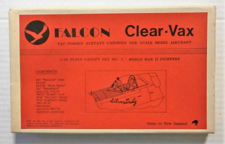 FALCON 1/48 CLEAR-VAX CANOPIES SET No3 WWII FIGHTERS