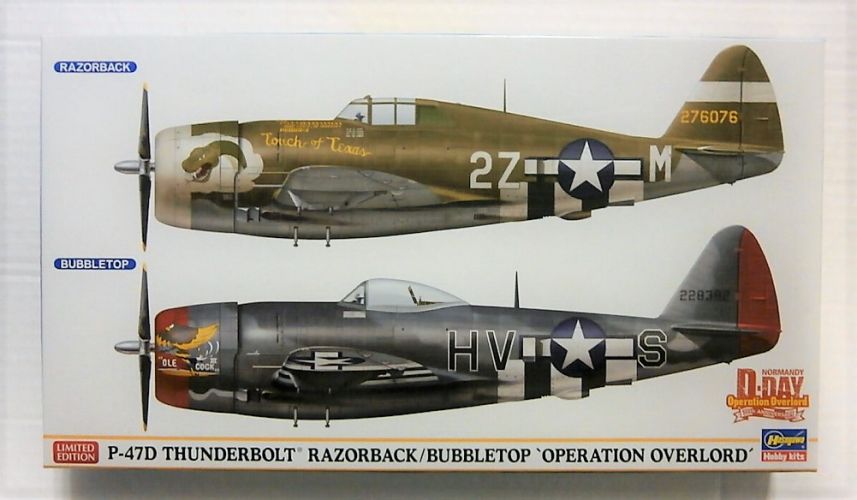 HASEGAWA 1/72 02099 P-47D THUNDERBOLT RAZORBACK/BUBBLETOP - OPERATION OVERLORD  LIMITED EDITION 