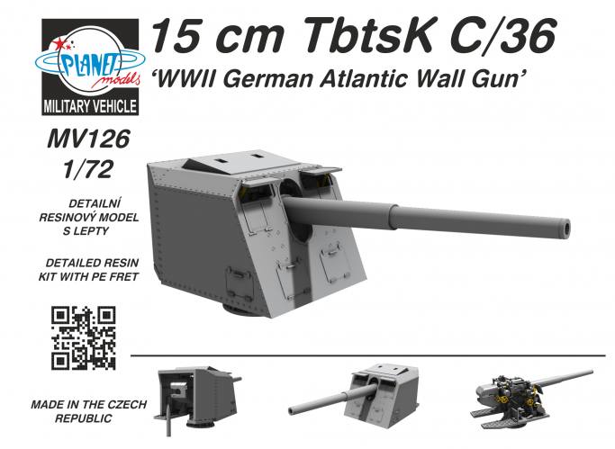PLANET MODELS 1/72 MV126 15CM TBTSK C/36 WWII GERMAN ATLANTIC WALL GUN