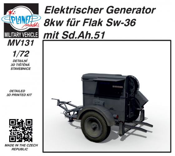 PLANET MODELS 1/72 MV131 8KW ELECTRIC GENERATOR WITH SD.AH.51 FOR FLAK SW-36