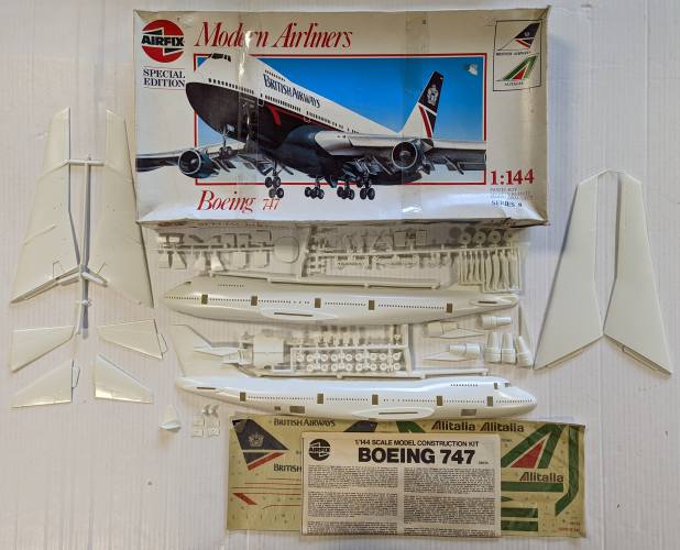 KINGKIT MODEL SCRAPYARD 1/144 AIRFIX 08174 MODERN AIRLINERS BOEING 747  NO CLEAR PARTS 