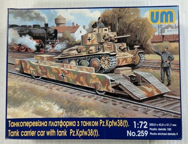 UNIMODEL 1/72 259 TANK CARRIER CAR WITH TANK PZ.KPFW38 T 