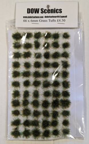 DEBRIS OF WAR  DOW SCENICS 66 X 6MM GRASS TUFTS  DARK 