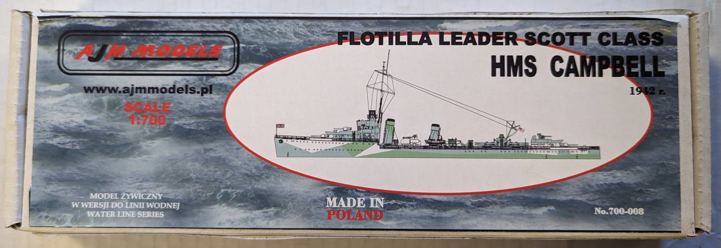 AJM MODELS 1/700 700008 HMS CAMPBELL FLOTILLA LEADER SCOTT CLASS