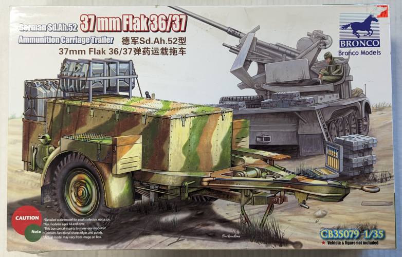 BRONCO 1/35 35079 GERMAN SD.AH.52 37MM FLAK 36/37 AMMUNITION CARRIAGE TRAILER