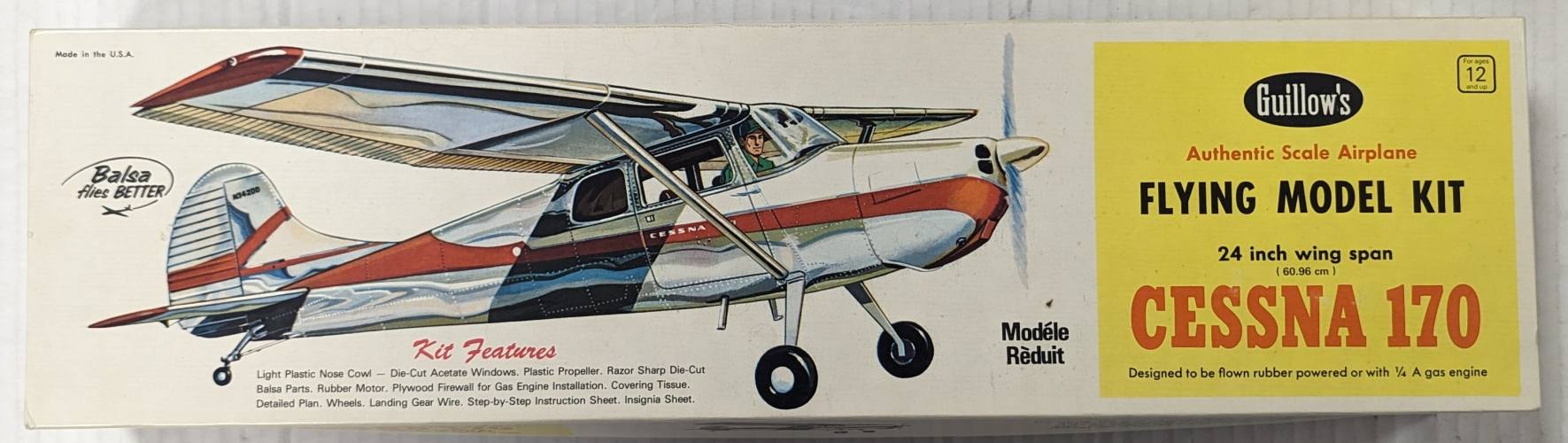 GUILLOWS  302 CESSNA 170 24 inch flying balsa model