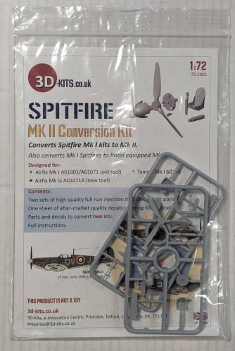 3D KITS 1/72 C001 SPITFIRE MK II CONVERSION KIT
