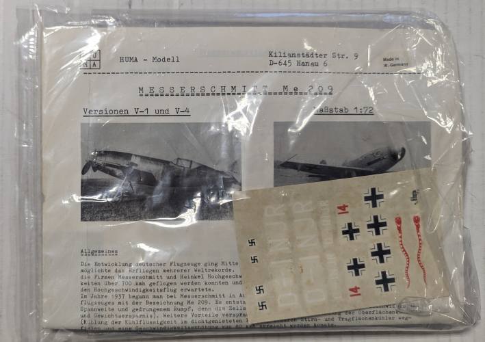 HUMA 1/72 MESSERSCHMITT ME 209 V1/V4 bagged