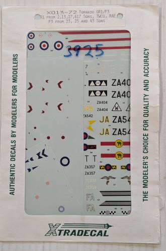 XTRADECAL 1/72 5447. X013-72 TORNADO GR1/F3