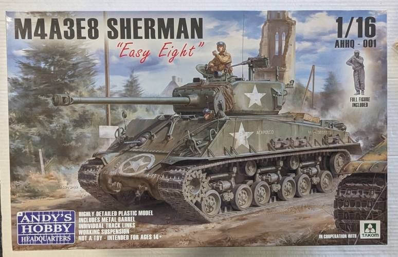 ANDYS HOBBY HEADQUARTERS 1/16 001 M4A3E8 SHERMAN EASY EIGHT  UK SALE ONLY 