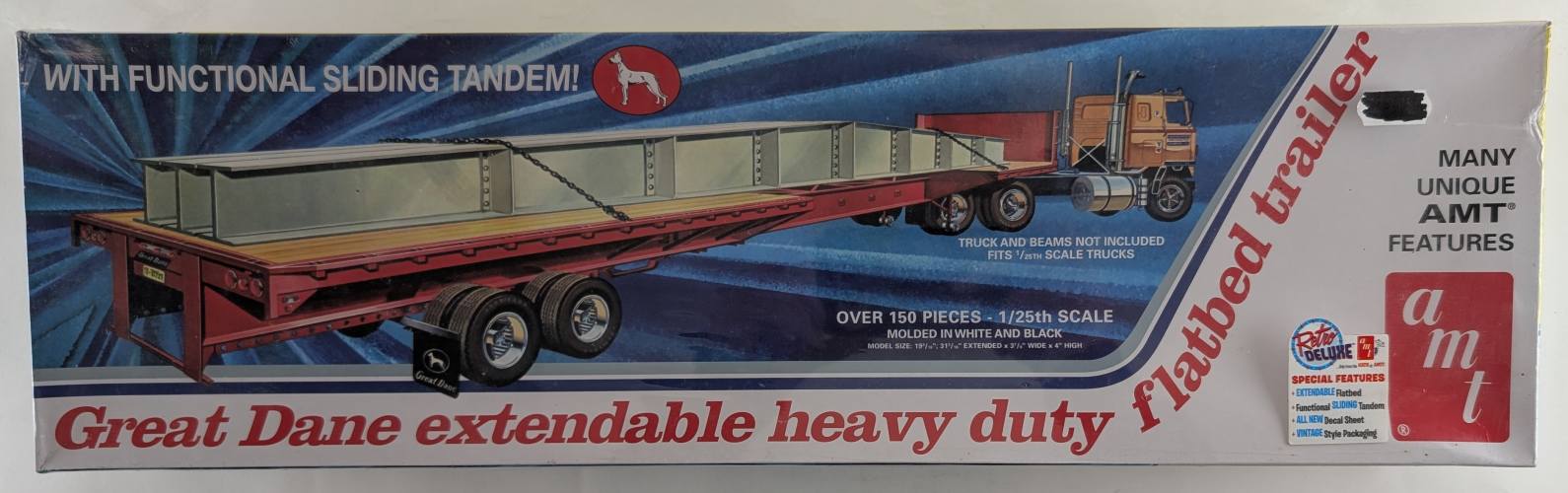 AMT 1/25 1111 GREAT DANE EXTENDABLE HEAVY DUTY FLATBED TRAILER