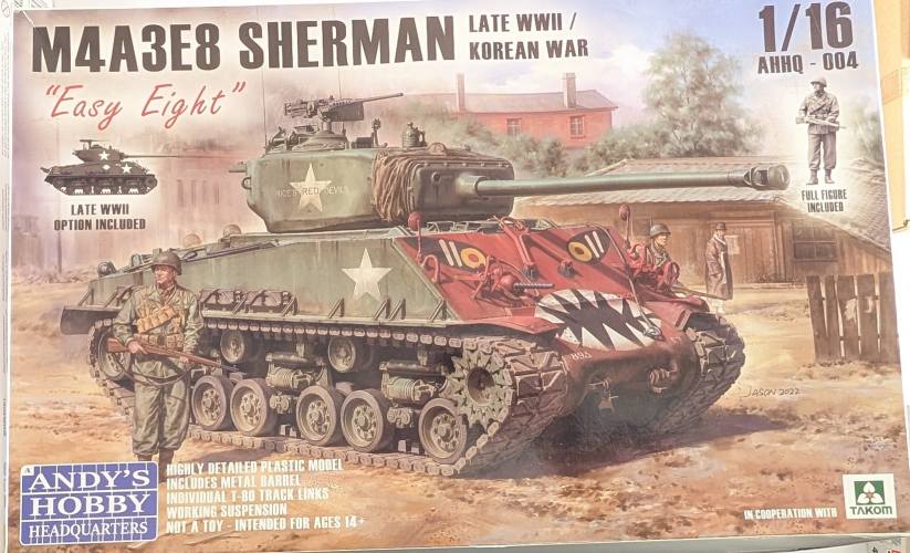 ANDYS HOBBY HEADQUARTERS 1/16 004 M4A3E8 SHERMAN LATE WWII / KOREAN WAR  UK SALE ONLY 