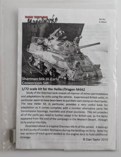 DAN TAYLOR MODELWORKS 1/72 72111 SHERMAN MK III EARLY CONVERSION SET