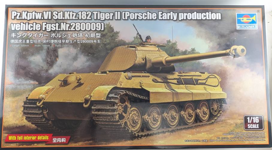 TRUMPETER MODELS 1/16 00948 PZ.KPFW.VI SD.KFZ.182 TIGER II PORSCHE EARLY PRODUCTION  UK SALE ONLY 