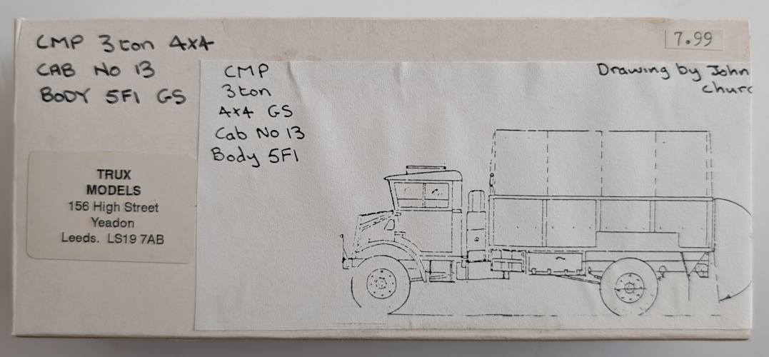 TRUX MODELS  CMP 3 TON 4X4 CAB NO13 BODY 5FI GS