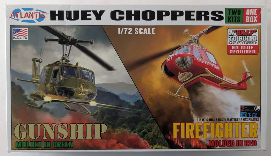 ATLANTIS 1/72 HUEY CHOPPERS UH-1B HUEY GUNSHIP   FIREFIGHTER