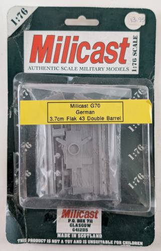 MILICAST  1/76 G70 GERMAN 3.7CM FLAK 43 DOUBLE BARREL