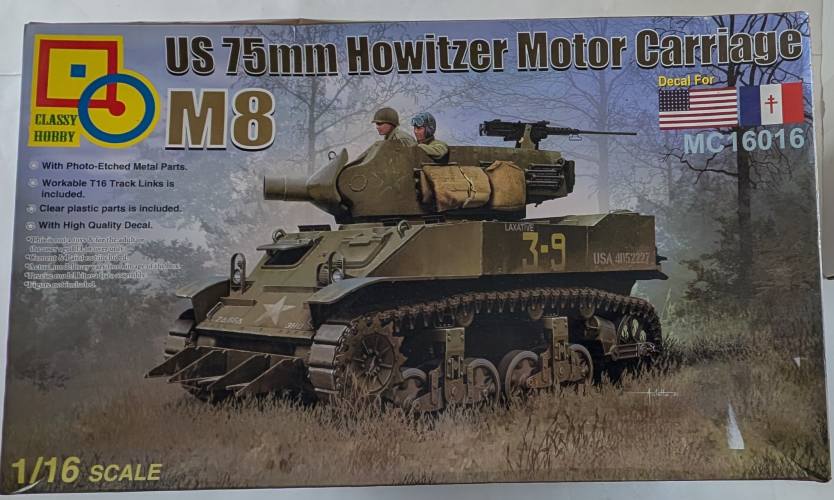 CLASSY HOBBY 1/16 16016 US 75MM HOWITZER MOTOR CARRIAGE M8  UK SALE ONLY 