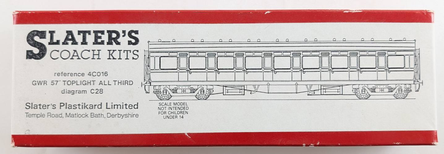 SLATERS COACH KITS  4C016 GWR 57 TOPLIGHT ALL THIRD 