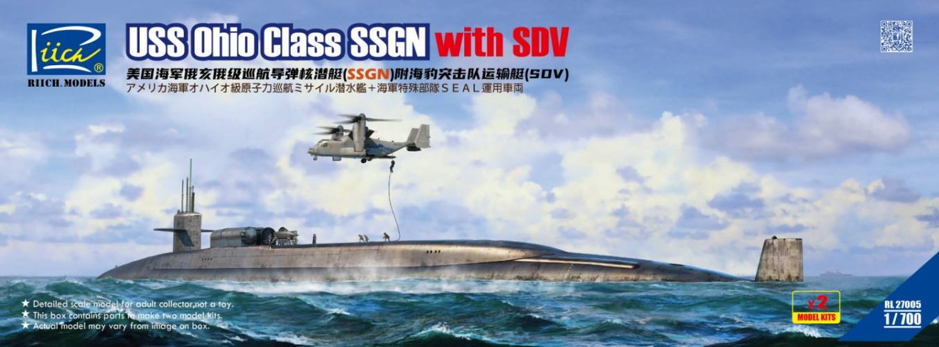 RIICH 1/700 27005 USS OHIO CLASS SSGN WITH SDV