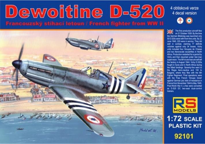 RS MODELS 1/72 92101 DEWOITINE D-520 WWII FRENCH FIGHTER