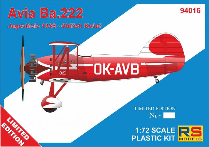 RS MODELS 1/72 94016 AVIA BA.222 YUGOSLAVIA 1938 - CZECHOSLOVAKIAN DECAL SCHEME