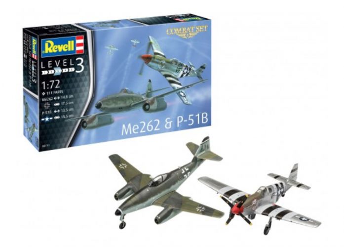 REVELL 1/72 03711 COMBAT SET ME 262   P-51B