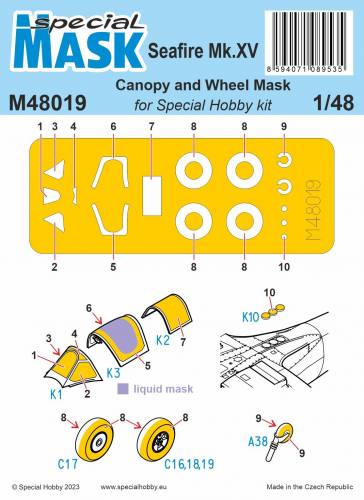 SPECIAL MASK 1/48 48019 SEAFIRE MK.XV CANOPY AND WHEEL MASK
