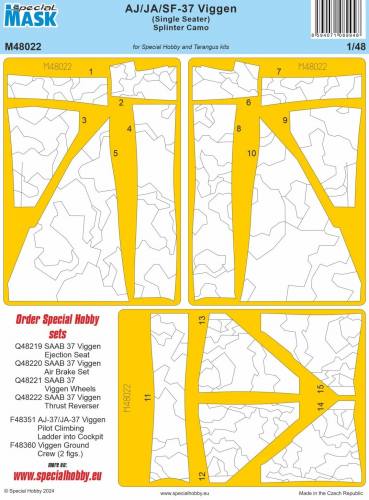 SPECIAL MASK 1/48 48022 AJ/ JA/ SF-37 VIGGEN SINGLE SEATER SPLINTER CAMO