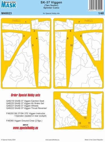 SPECIAL MASK 1/48 48023 SK-37 VIGGEN TWIN SEATER SPLINTER CAMO