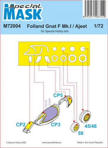 SPECIAL MASK 1/72 72004 FOLLAND GNAT F.1/FR.1   AJEET