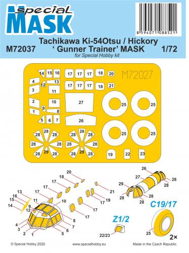 SPECIAL HOBBY  72037 TACHIKAWA Ki-54 OTSU/HICKORY GUNNER TRAINER MASK 