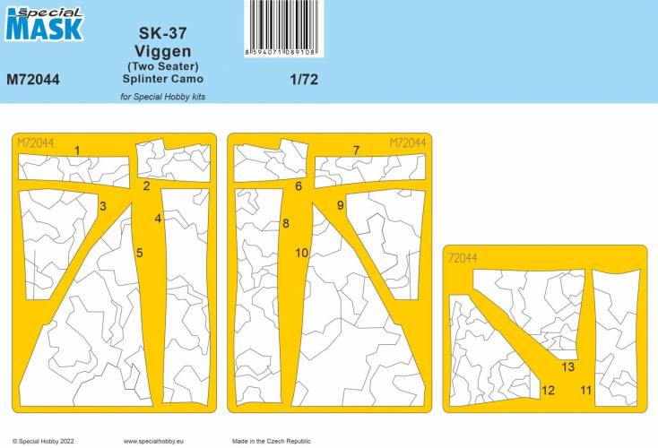SPECIAL MASK 1/72 72044 SK-37 VIGGEN TWO SEATER SPLINTER CAMO