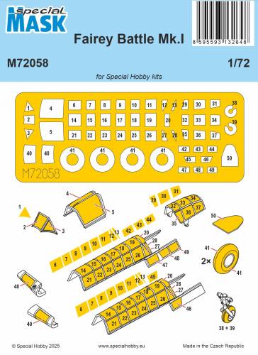 SPECIAL MASK 1/72 72058 FAIREY BATTLE MK.I CANOPY FRAME PAINT MASK