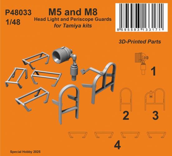 CMK 1/48 P48033 M5   M8 HEAD LIGHT AND PERISCOPE GUARDS FOR TAMIYA KITS