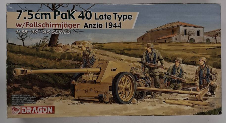 KINGKIT MODEL SCRAPYARD 1/35 DRAGON 6250 7.5cm PAK 40 LATE TYPE W/FALLSCHIRMJAGER ANZIO 1944  STARTED 