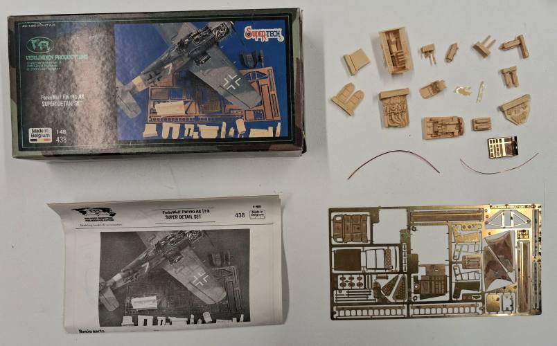 KINGKIT MODEL SCRAPYARD 1/48 VERLINDEN PRODUCTIONS 438 FOCKE WULF FW190 A8 SUPER DETAIL SET  STARTED 