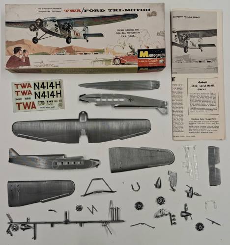 KINGKIT MODEL SCRAPYARD NOT SPECIFIED MONOGRAM PA122/100 TWA/FORD TRI-MOTOR THE FAMOUS TIN GOOSE  CRACKED DECALS 