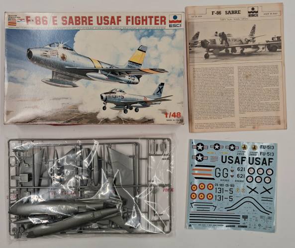 KINGKIT MODEL SCRAPYARD 1/48 ESCI 4039 F86E SABRE USAF FIGHTER  CRACKED DECALS 