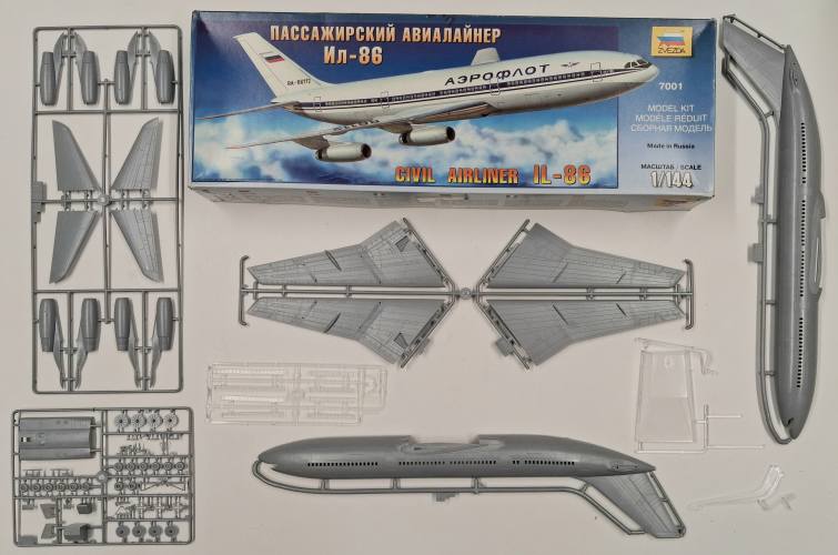 KINGKIT MODEL SCRAPYARD 1/144 ZVEZDA 7001 CIVIL AIRLINER IL-86  NO INSTRUCTIONS/DECALS 
