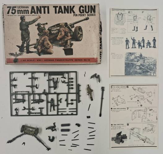 KINGKIT MODEL SCRAPYARD 1/48 BANDAI 8253 ANTI TANK GUN GERMAN 75MM  STARTED 