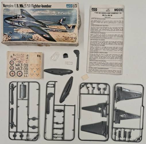 KINGKIT MODEL SCRAPYARD 1/72 FROG F431 VAMPIRE FB MK.5/50  INCOMPLETE 